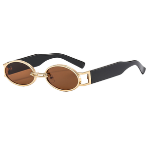 Gafas de Sol Retro Estilo Hong Kong, Montura Ovalada de Metal, Gafas de Fotografía Urbana y Vacaciones para Hombre y Mujer, Estilo Xiaohongshu - Product Image 4
