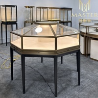 Vitrine octogonale haut de gamme MASTER, vitrine vintage, boutique de bijouterie, présentoir rétro, comptoir en verre anti-poussière classique