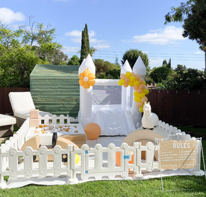 Globalltoy Kids Playground Interior y exterior Todo blanco Rosa claro y azul Equipo de juego suave Comercial con casa de rebote - Product Image 2
