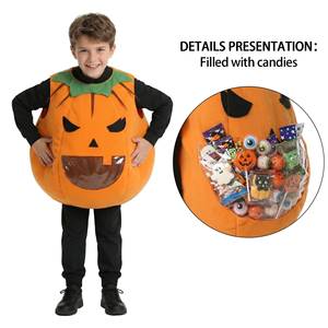 Costume de citrouille d'Halloween pour enfants MS, combinaison Jack-O'-Lantern avec chapeau assorti - Product Image 2