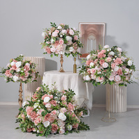 Fleurs artificielles de haute qualité, roses roses de forme ronde, centres de table pour mariage, décorations de table pour toiles de fond d'événements
