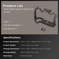   Cage pour appareil photo Night Eagle Z6III pour Nikon Z6 III, cage complète en alliage d'aluminium pour microphone et lumière - 4521