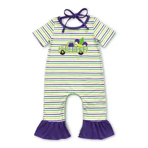 2023 New Mardi Gras sleeveless infant toddlers bodysuit cotton ruffle unisex baby romper carnival kids outfits