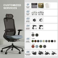 Chaise de bureau ergonomique moderne en maille, pivotante, avec support lombaire réglable, vérin à gaz classe 3, vente directe usine