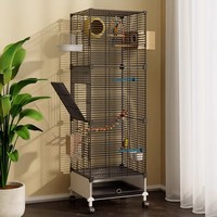 Grande cage à oiseaux en fer pour calops, perroquets et ménagères - Cage de luxe de style villa avec conception anti-évasion à 3 niveaux