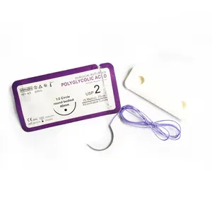 FarmaSino Medical Disposable PGA(Polyglycolic Acid) absorbable surgical suture with needle