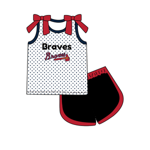 Tenue d'équipe personnalisée pour sœurs, <span class=keywords><strong>rouge</strong></span>, ensemble deux pièces sans manches à pois pour filles, haut et <span class=keywords><strong>jupe</strong></span> courte, hauts à manches longues - Product Image 5