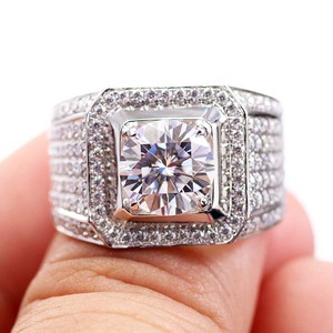 Bague de mariage en or blanc 18 carats style homme <span class=keywords><strong>Provence</strong></span> avec moissanite 3 carats - Product Image 5