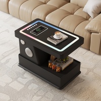 Table basse carrée moderne en bois avec haut-parleur et chargeur intégrés et surface facile à nettoyer pour salons