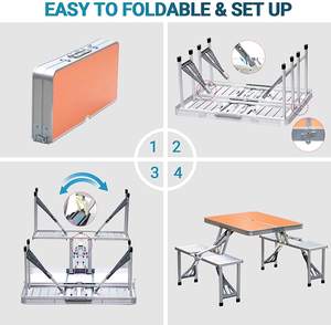 Table et chaises de camping en aluminium, pliables, portables, type valise, pour pique-nique - Product Image 3
