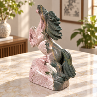 Sculpture de cheval en jaspe océanique, cristal poli, figurine décorative en pierre pour la maison, le bureau, la collection ou comme cadeau