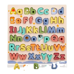 2024 Puzzle alfabet kayu papan teka-teki ABC untuk balita usia 3-5 tahun belajar pendidikan prasekolah spiderzeug huruf mainan