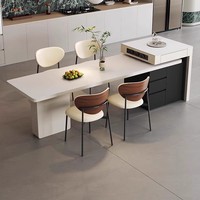 Table-bureau îlot de style italien, luxe léger, combinable, extensible, pliable, avec plaque de cuisson à induction et espace de rangement, pour usage domestique et hôtelier, design moderne