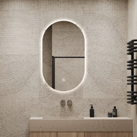 Miroir de salle de bain LED vertical à capsules, miroir rétroéclairé sans cadre anti-buée en option, miroir mural étanche IP44 anti-explosion