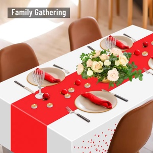공장 맞춤 인쇄 로고 도매 프리미엄 플라스틱 린넨 테이블보 웨딩용 - Product Image 5