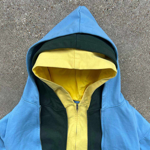 <span class=keywords><strong>Felpa</strong></span> <span class=keywords><strong>con</strong></span> cappuccio <span class=keywords><strong>lunga</strong></span> a tre strati in cotone pesante da 500gsm a colori su misura per uomo <span class=keywords><strong>con</strong></span> doppia tripla Zip - Product Image 4