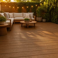 Planches de terrasse en WPC antidérapantes et imperméables, planches de terrasse composites creuses co-extrudées avec grain de bois pour jardin, piscine, balcon