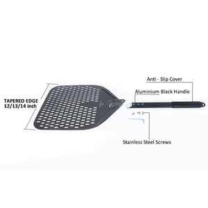 Pala per <span class=keywords><strong>Pizza</strong></span> Perforata da 14/13/12 Pollici, Rettangolare, in Alluminio con Rivestimento Duro, Utensile Corto - Product Image 3