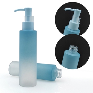 Bouteille en plastique PET mate dégradée bleu et blanc personnalisée de 80 ml à 180 ml avec anneau de verrouillage et pompe bleue pour maquillage, huile, lotion, <span class=keywords><strong>shampoing</strong></span> - Product Image 2
