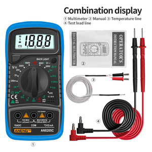 Gaqqee AN8205C 高精度 0.5% デジタルマルチメーター AC/<span class=keywords><strong>DC</strong></span> 電流計ボルトオーム熱電対テスター LCD バックライトポータブル - Product Image 5