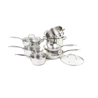 Ensemble de casseroles et poêles en acier inoxydable Axa-Cookware, batterie de cuisine avec marmite, casserole, poêle à frire avec couvercles, ensemble de vaisselle de cuisine