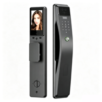 Cerradura Inteligente con Reconocimiento Facial 3D, Intercomunicador Activo WiFi, Control Remoto por Aplicación Tuya, Alarma Antirrobo, Compatible con Madera y Aleación de Aluminio