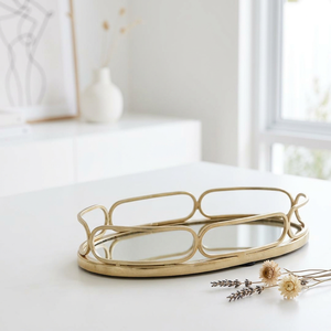 Plateau décoratif en laiton doré de luxe moderne pour la maison et les hôtels, fabriqué par des artisans - Product Image 1