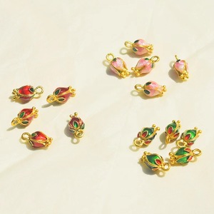 Flower Bud Pendant Zinc Alloy Pink <b>Red</b> Green <b>Tulip</b> Shape For Earring Making Jewelry Findings GJ194 - Product Image 1