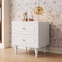 Table de chevet moderne en bois massif, armoire de rangement pour chambre à coucher d'appartement avec 2 tiroirs