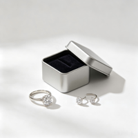 Mini boîte à bijoux en aluminium, boîte carrée en métal de 60 mm pour bagues, boucles d'oreilles, doublée de velours, personnalisée