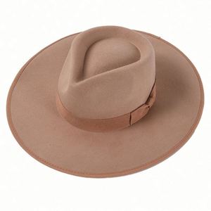 Wholesale 100% <b>Wool</b> Unisex Fedora Hat Wide Brim for Outdoor Business Casual Use - Product Image 6