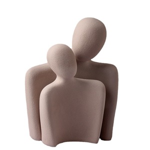 Top Rhyme Ceramic Abstract Figures White Black Handmade Artistic Sculptures For Home Office Wedding Gift - Product Image 5