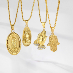 Ingrosso CZ diamantato Money Bag ciondolo in acciaio inossidabile preghiera a mano bibbia verso ciondolo portafortuna cristiano - Product Image 2