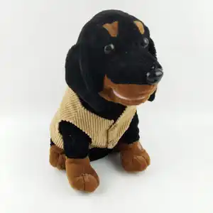 بيع بالجملة OEM ODM محشوة حيوان بني كلب أسود ناعم هزلي أطفال هدية نابض بالحياة ألمانية لعبة كلب قطيفة