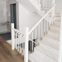 Rampe d'escalier moderne et luxueuse en aluminium noir et or, style minimaliste, adaptée aux villas et appartements intérieurs, personnalisable