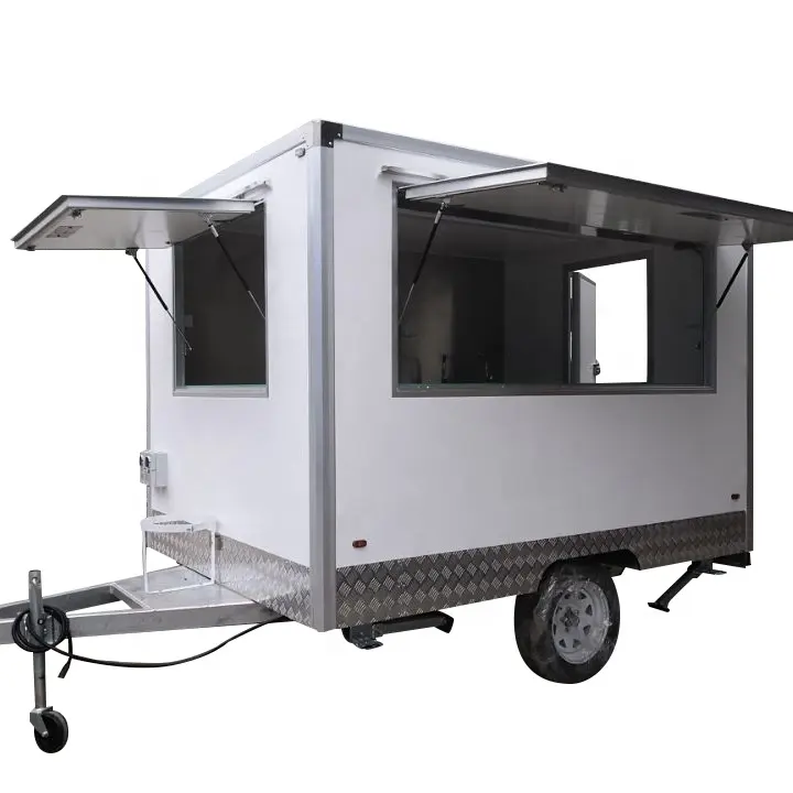 CST290C Low Price white ice cream car sausage selling carts Fast Food Trailer camper trailer caravan food vans for sale