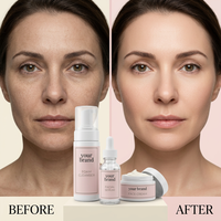 Kit de Soins Visage Coréens Bio Naturels 4-en-1 Anti-Âge et Éclaircissant à Marque Blanche – Sérum et Crème