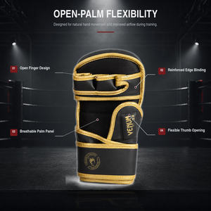 Gants de MMA personnalisés avec logo, paume ouverte, en <span class=keywords><strong>cuir</strong></span> PU, pour entraînement de kickboxing, grappling, respirants, pour hommes et femmes, OEM - Product Image 4