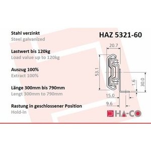 HA-CO Scorrimento Telescopico Estensione Completa HAZ5321/5321-60 - Product Image 4