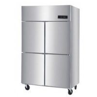 Réfrigérateur vertical commercial à double température en acier inoxydable, porte vitrée, commande numérique, refroidissement direct pour bars