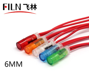 Filn 6mm 3V/6V/12V/24V nhựa chỉ số ánh sáng đèn đỏ IP67 đèn độc lập nghiên cứu và phát triển - Product Image 1