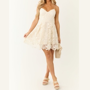 Vestido Mini de Encaje Personalizado a la Moda, con Tirantes Finos, Ligero, sin Mangas, Elegante, Vestidos de Verano para Mujer - Product Image 1