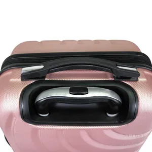 Fashional Custom 4 Spinner Wheels ABS+PC Travel Suitcase Pink Durable Smart Travel Luggage For Girls