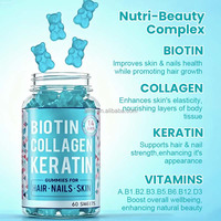Complément alimentaire en gommes à la biotine, au collagène et à la kératine pour adultes, antioxydant quotidien, croissance saine des cheveux, renforcement des ongles, soin de la peau, 60 gommes
