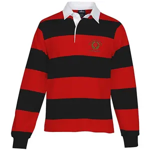 Custom Logo University Organic Rugby Longsleeve Shirt Vintage Rugby Polo Shirt Long Sleeve For Men