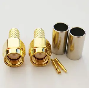 Electrical Cable Connectors Male Straight Rf Adapter Coaxial Sma Rpsma Male Plug Pin Connector For Lmr195 Lmr240