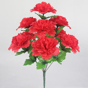 Venta al por mayor barato ramo de flores de clavel artificial 9 cabezas de seda funeraria flor decorativa - Product Image 4