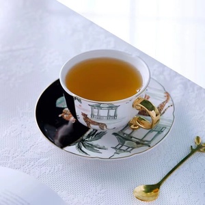 Ensemble de tasses à thé en céramique, style européen de luxe, en porcelaine, expresso, café, tigre, peinture irrégulière, ensemble de tasses à thé de l'après-midi européen - Product Image 2