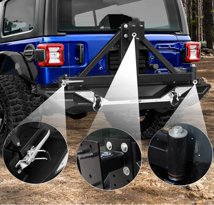 Jeep Wrangler JK Rear Off Road Bumpers 100*50*30cm Carbon Black