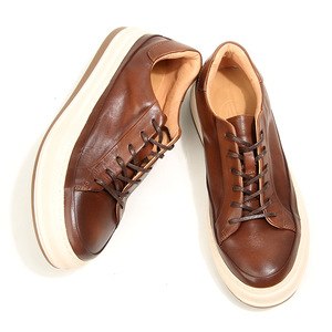Baskets en cuir de cheval marron à lacets, semelle épaisse et rembourrée, chaussures décontractées pour jeunes - Product Image 3